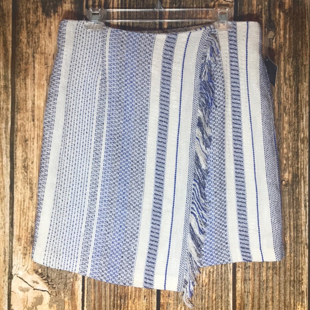 Halogen Blue and White Striped Wrap Skirt